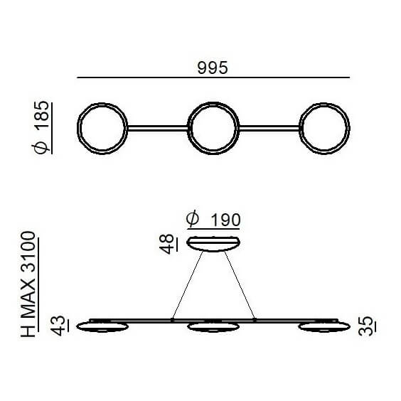 Linea Light Sinfonia Vivaldi 3 Pendelleuchte - Agof Store